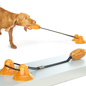 Elevate Playtime with the Pet Multifunction Double Tug Rope Ball Sucker Bite Toy