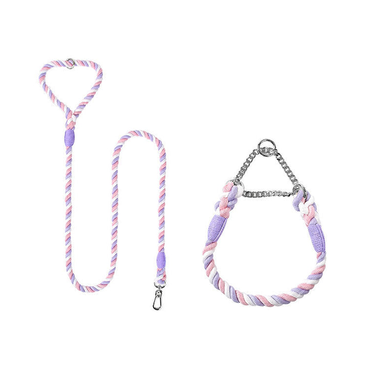 Elevate Your Pet's Style with Our Woven Cotton Pet Leash Collar Set