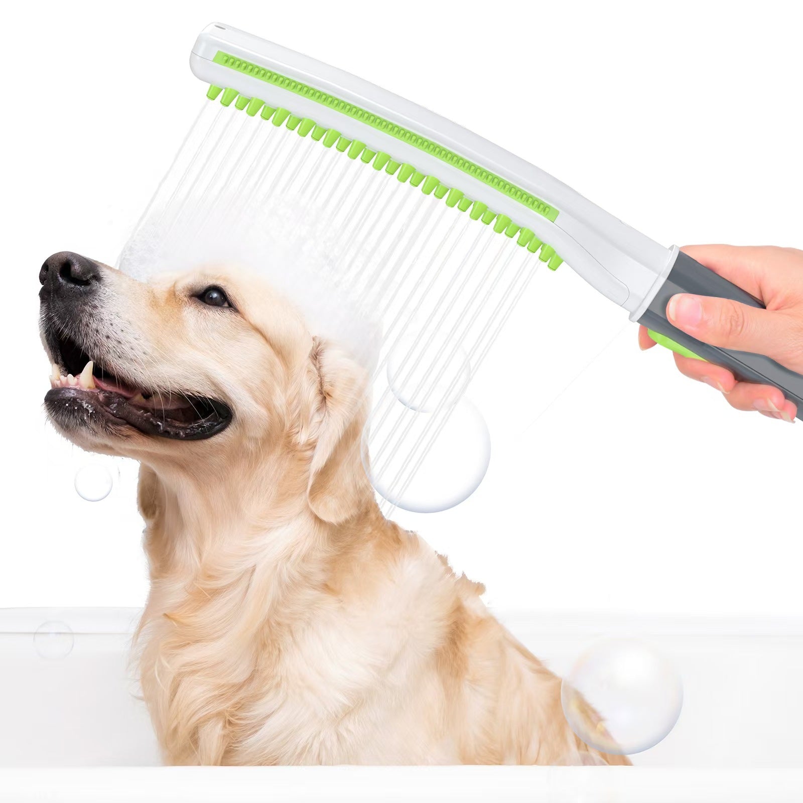 Pet Bath Shower Brush With Integrated Showerhead Tool