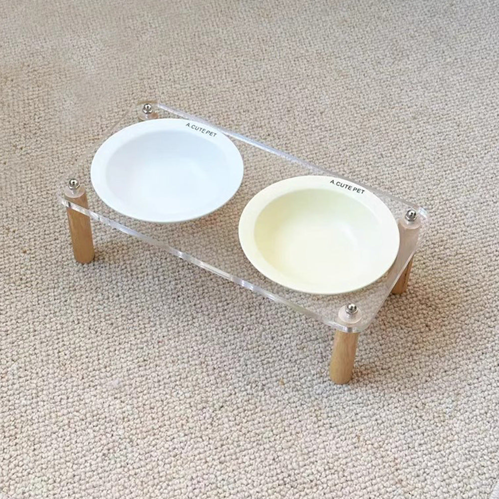 Pet Anti Tumble High Leg Ceramic Double Feeding Bowl Stand