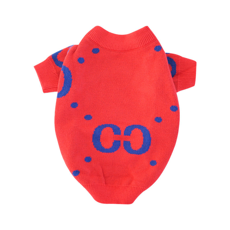 Thick Warm Red Autumn Winter Pet Sweater Apparel