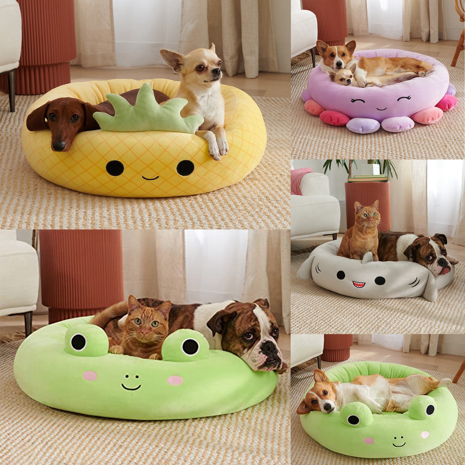 Pet Super Soft Plush Animal Fruit Design Bed