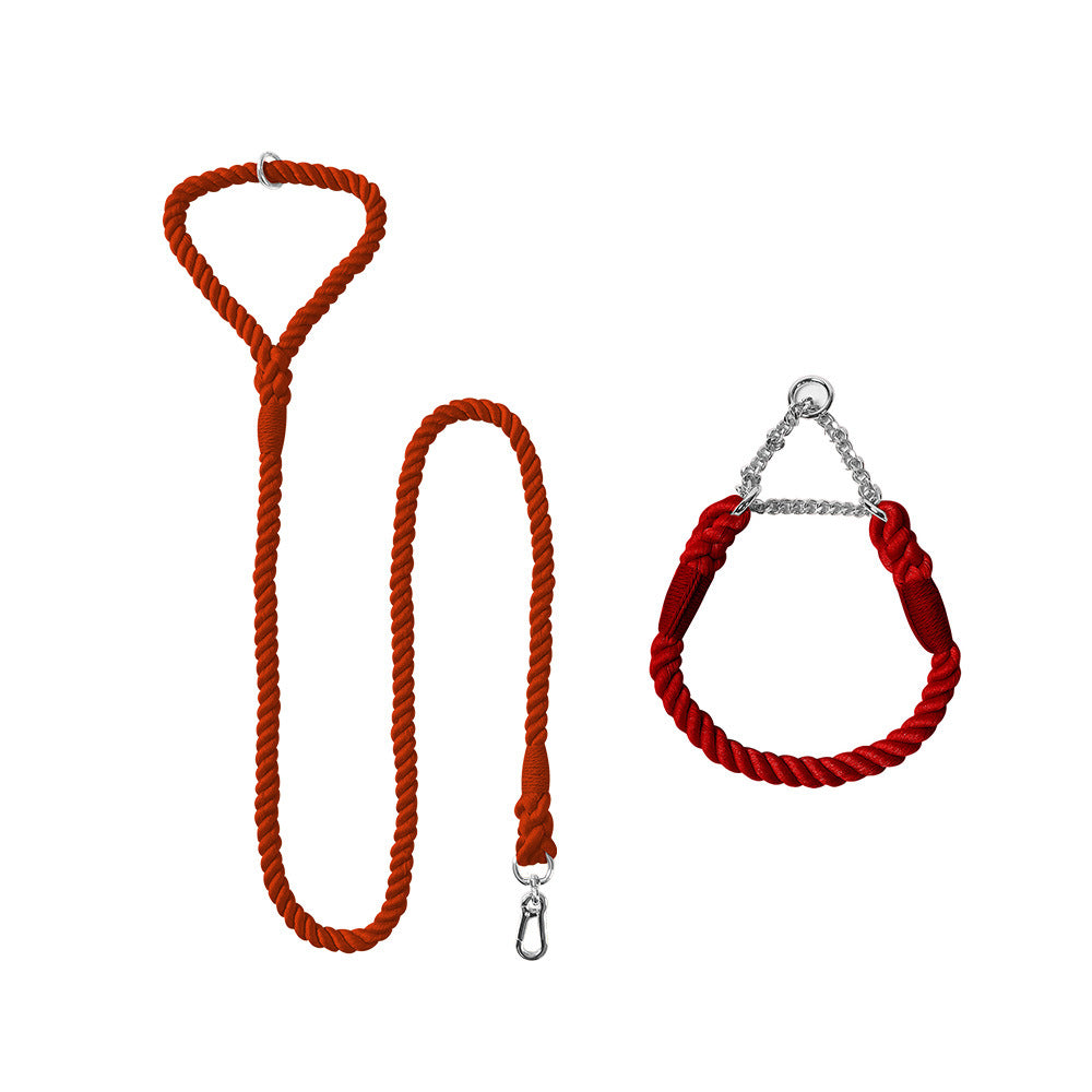 Woven Cotton Pet Leash Collar Set Walking Lead