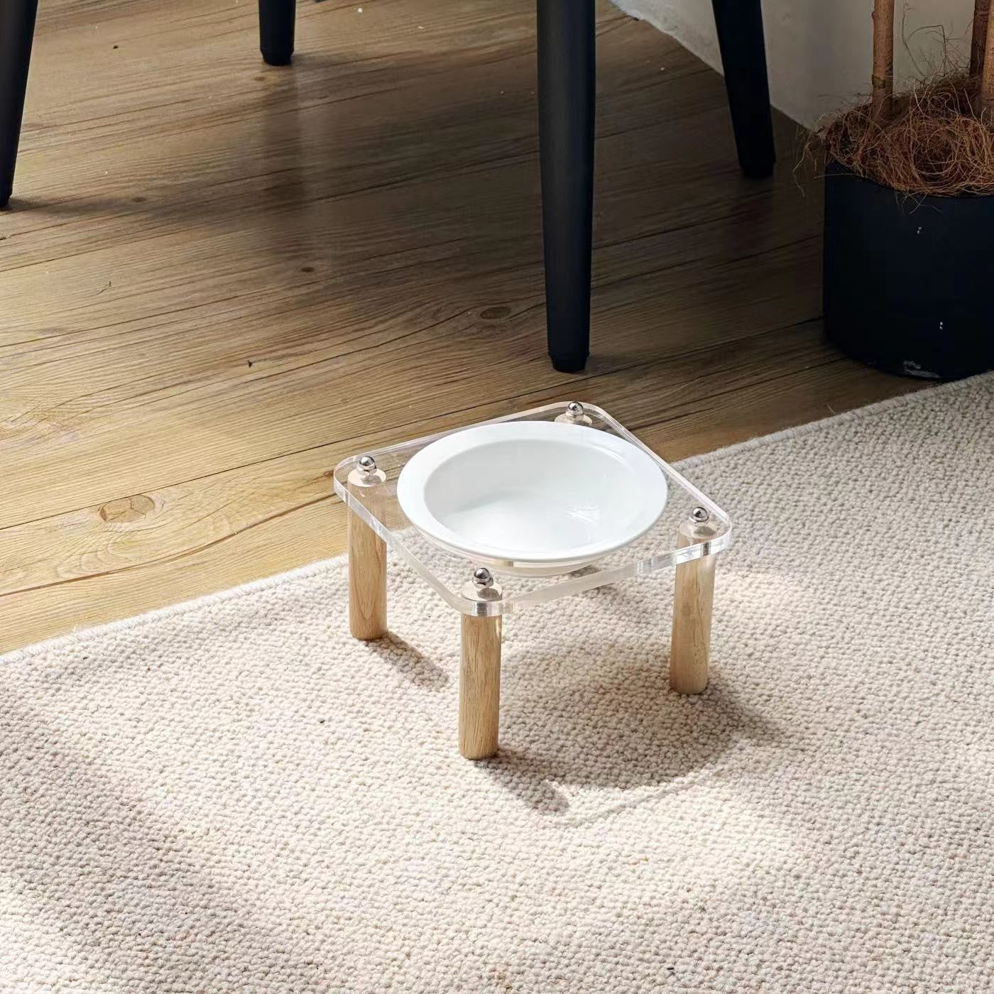 Pet Anti Tumble High Leg Ceramic Double Feeding Bowl Stand