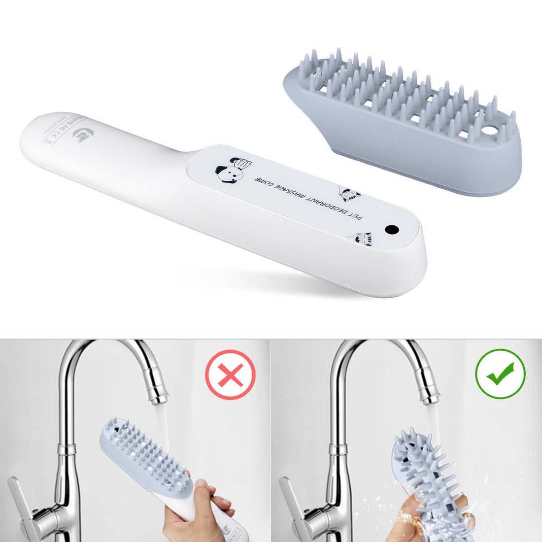 Pet Silicone Massage Grooming Brush Deodorizing Cleaning Fur Comb