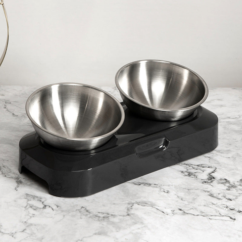 Pet Stainless Steel Double Bowl Feeding Set