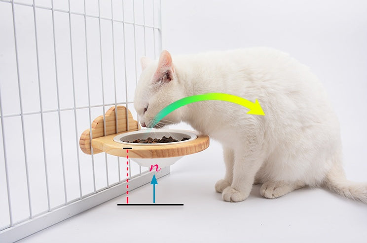 Pet Ceramic Bowl With Solid Wood Stand