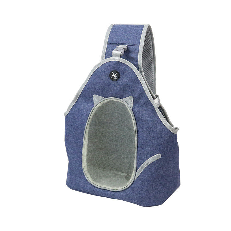 Pet Portable Folding Leather Chest Shoulder Backpack Carrier