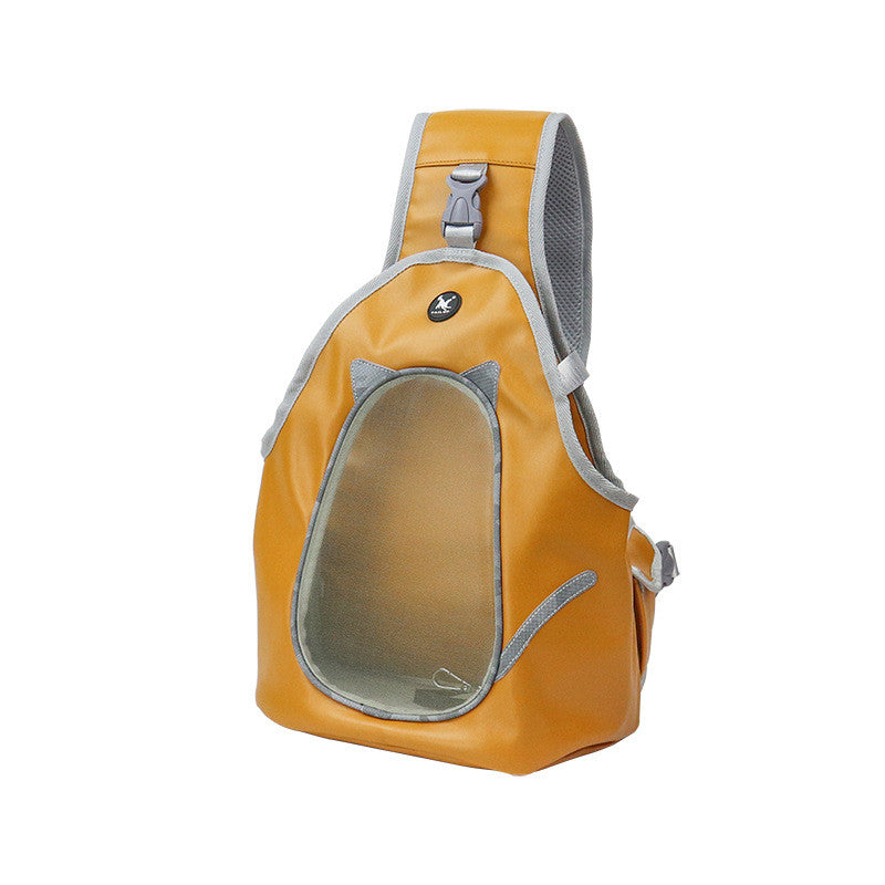 Pet Portable Folding Leather Chest Shoulder Backpack Carrier