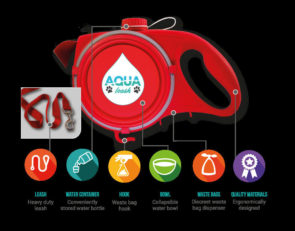 Pet Multifunctional Portable Leash Water Bottle Carrier Travel Leash