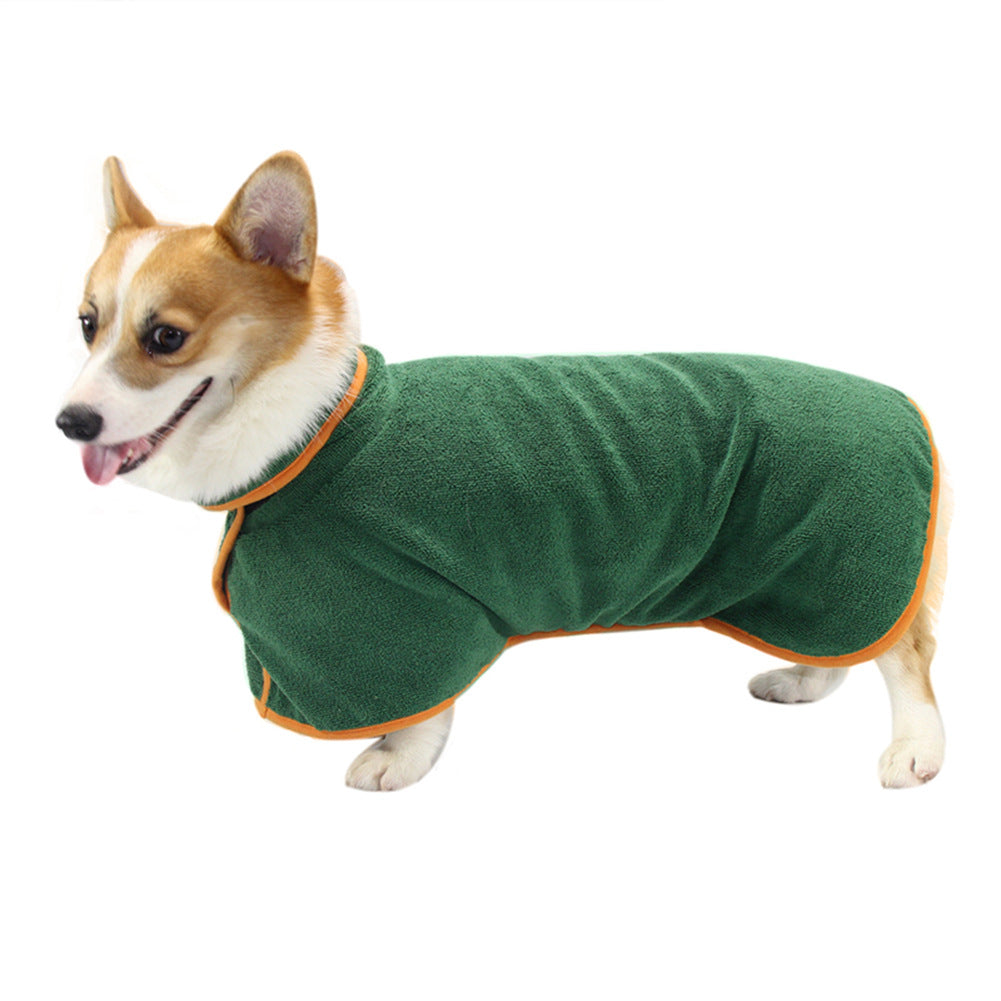 Pet Puppy Bath Robe Neck Waist Tucked Shirt Apparel
