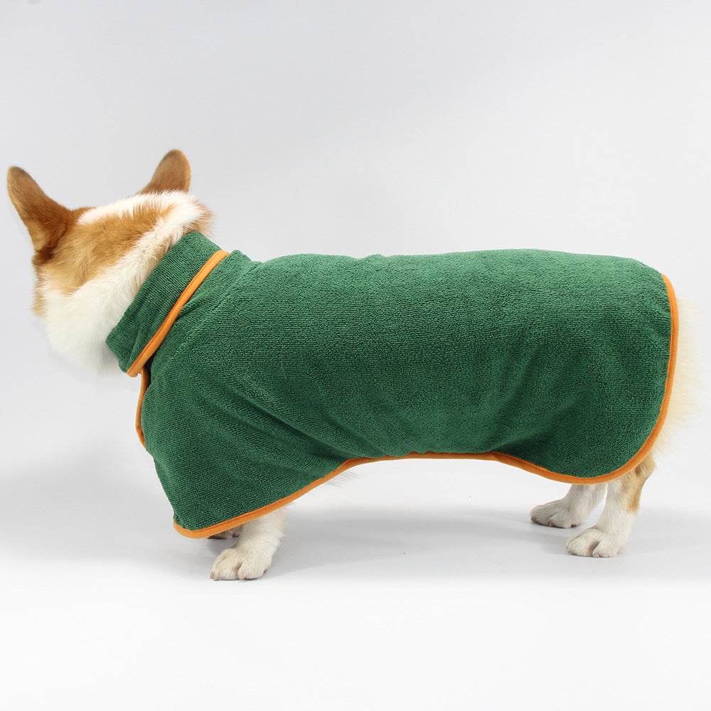 Pet Puppy Bath Robe Neck Waist Tucked Shirt Apparel