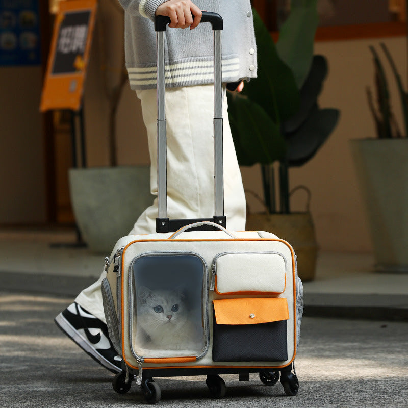 Portable Pet Trolley Backpack Stress Relief Carrier Bag