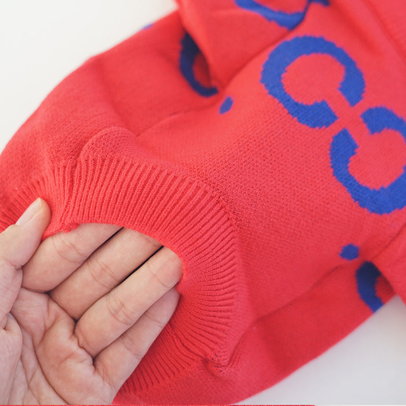 Thick Warm Red Autumn Winter Pet Sweater Apparel
