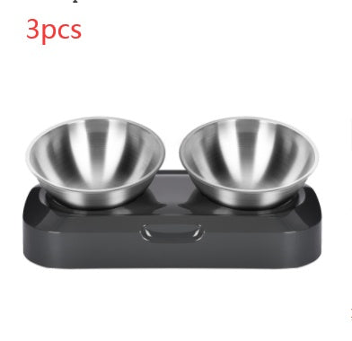 Pet Stainless Steel Double Bowl Feeding Set