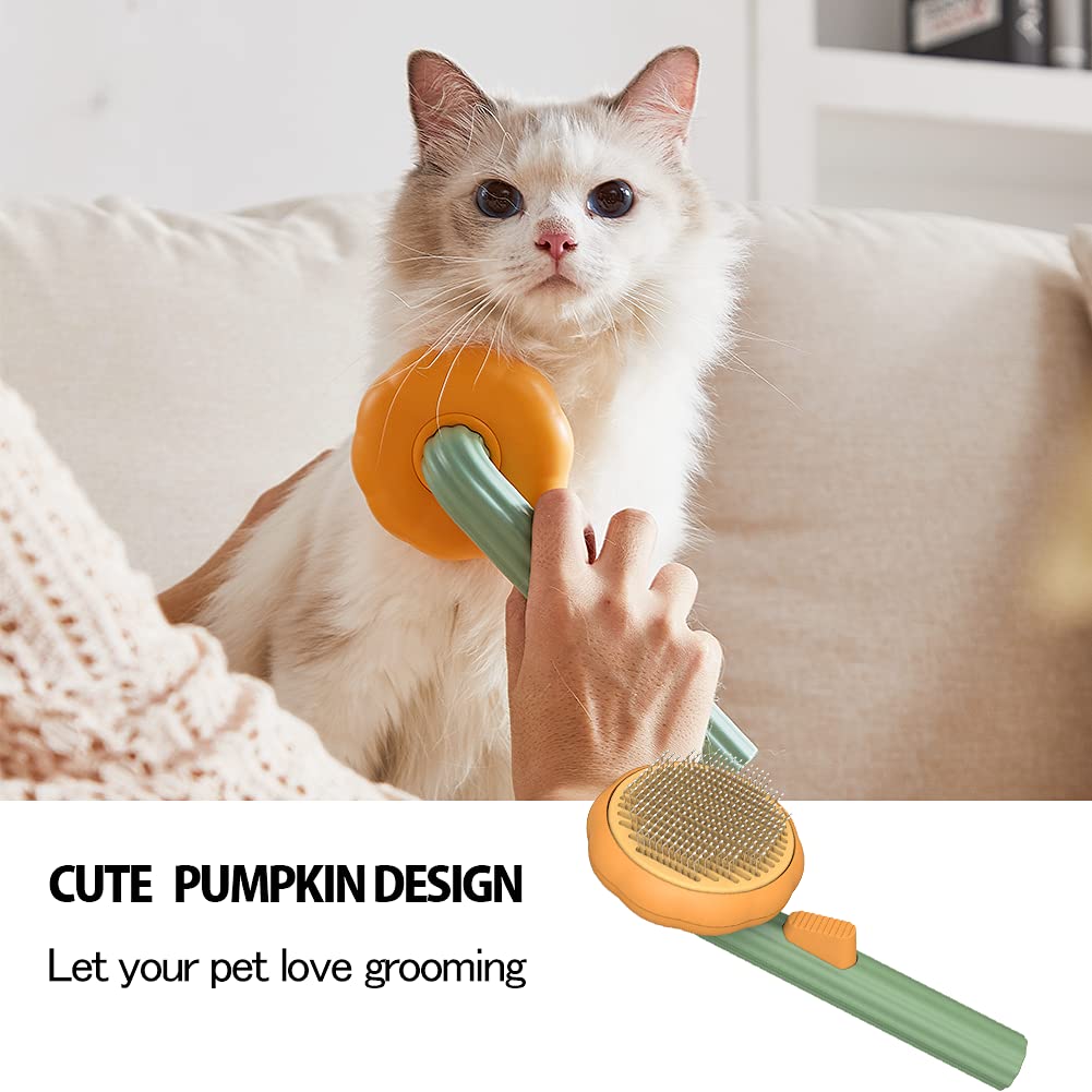 Pet Pumpkin Self Cleaning Grooming Brush Slicker Fur Removal Comb
