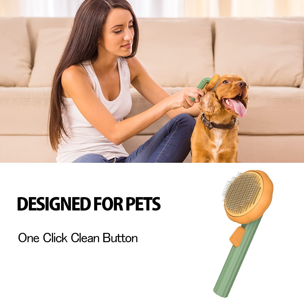 Pet Pumpkin Self Cleaning Grooming Brush Slicker Fur Removal Comb