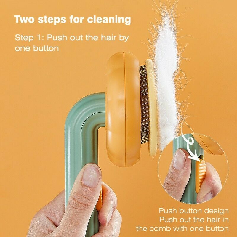Pet Pumpkin Self Cleaning Grooming Brush Slicker Fur Removal Comb