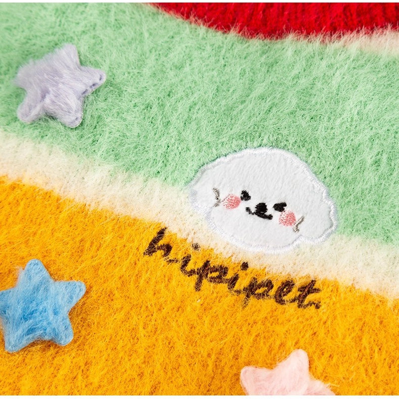 Pet Autumn Winter Cartoon Star Striped Warm Sweater Apparel
