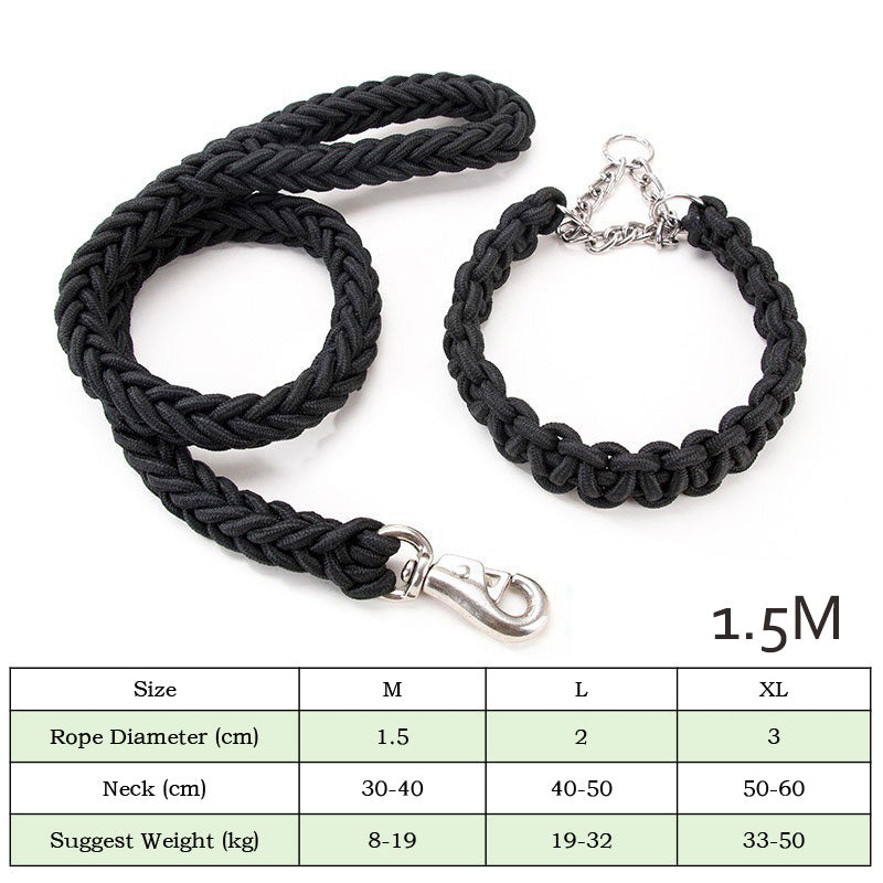 Heavy Duty Nylon Braided Pet Training Leash Collar Set