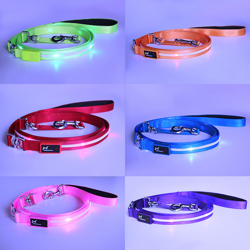 LED USB Rechargeable Luminous Pet Leash Walking Lead