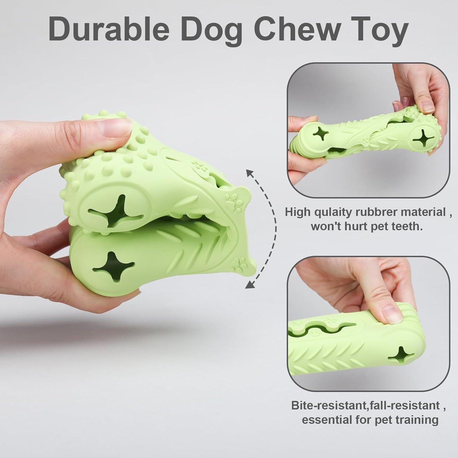 Pet Durable Bone Shape Chew Toy Natural Rubber Dental Cleaning Toy