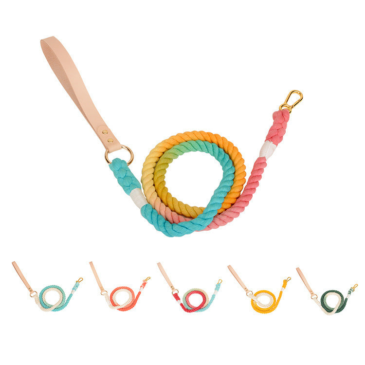 Gradient Rainbow Pet Traction Leash Walking Lead