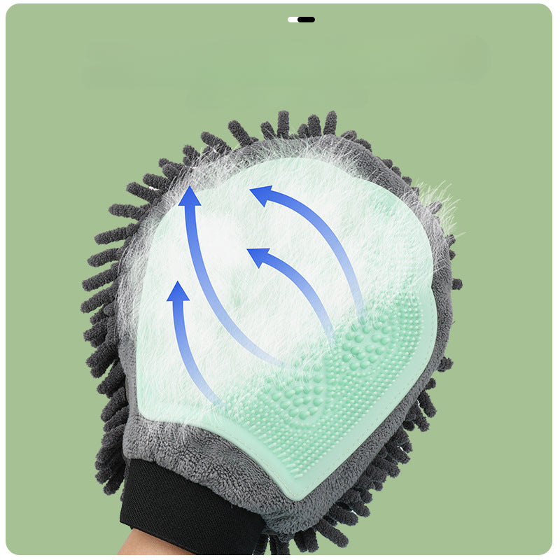 2 In 1 Pet Grooming Bath Glove Cleaning Massage Tool