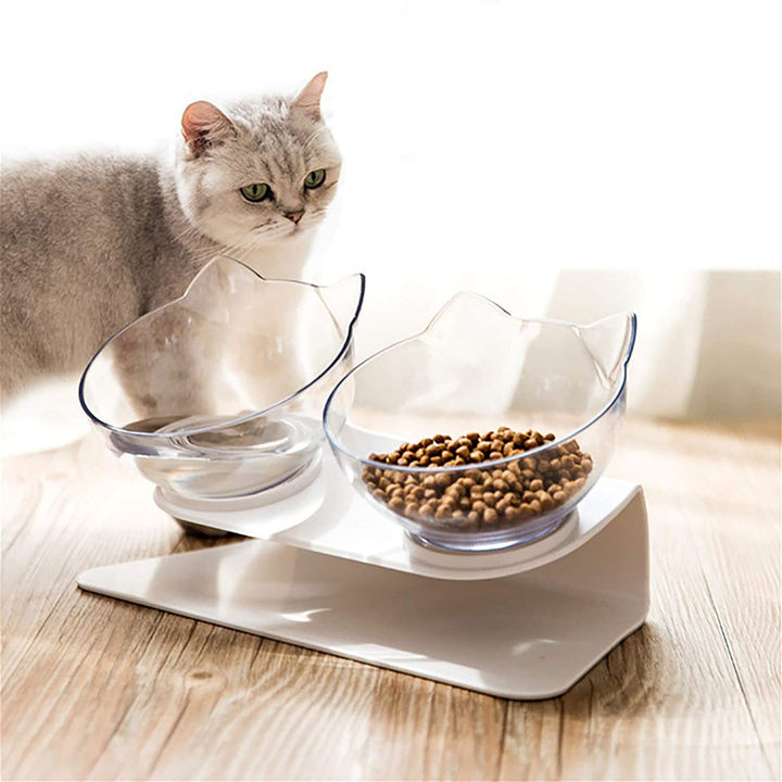 Pet Non Slip Double Bowl Raised Stand Feeding Dish
