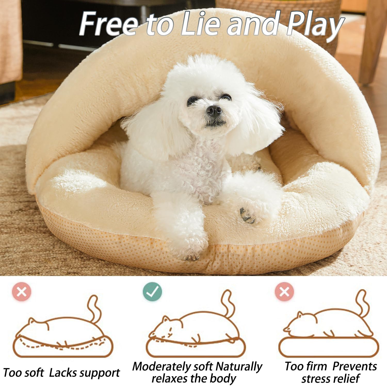 Pet Ultra Soft Plush Slipper Style Cave Bed