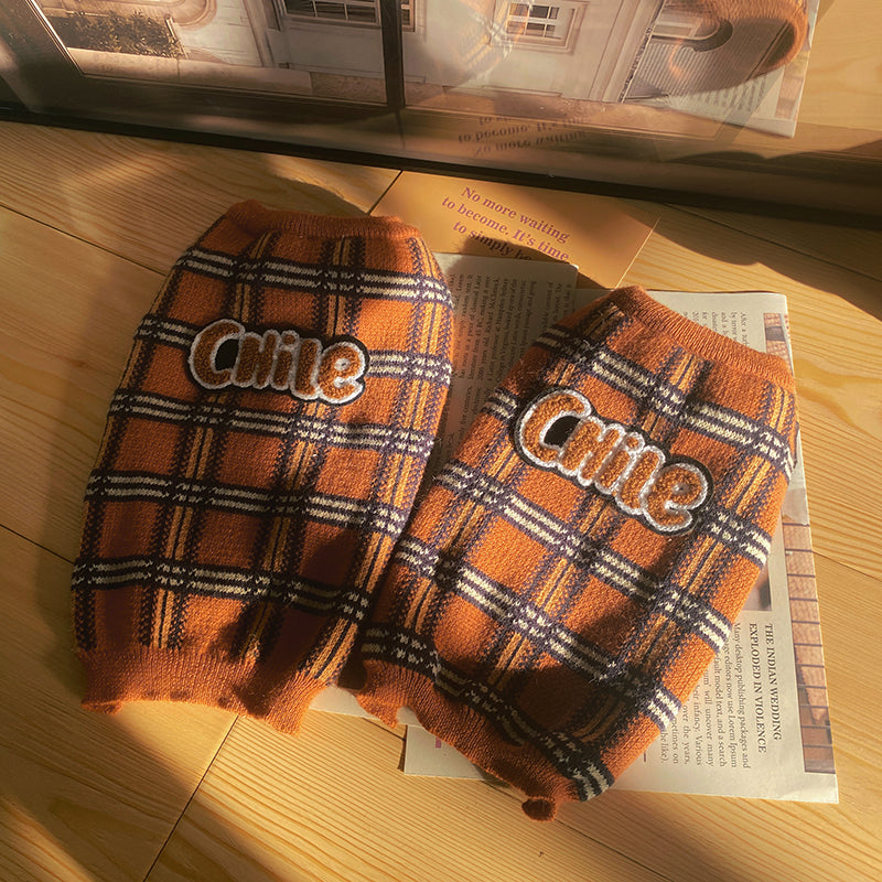 Pet Vintage Plaid Knitted Warm Sweater