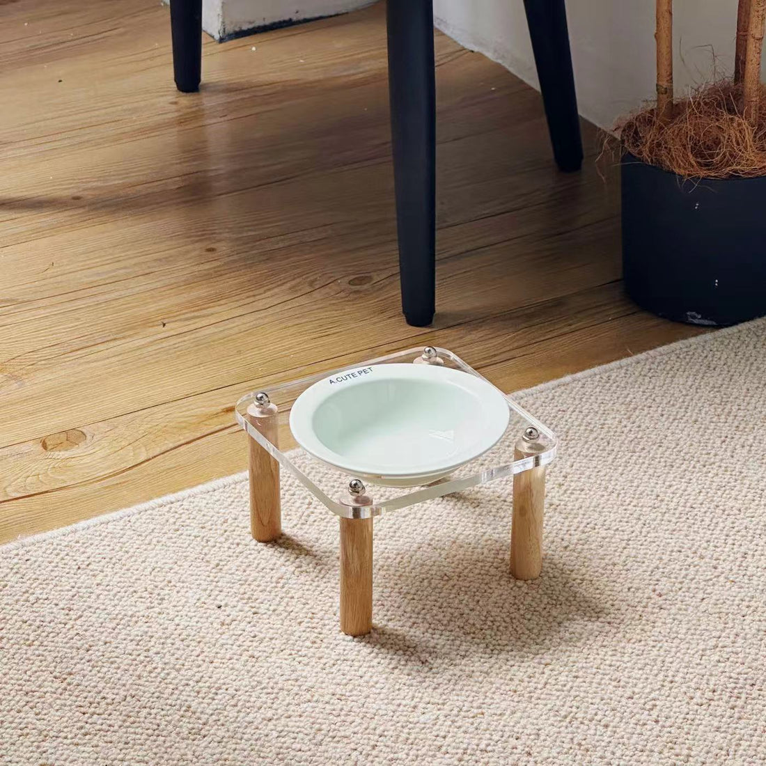 Pet Anti Tumble High Leg Ceramic Double Feeding Bowl Stand