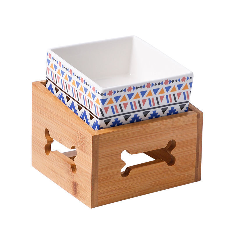 Pet Large Capacity High Stand Ceramic Feeding Bowl