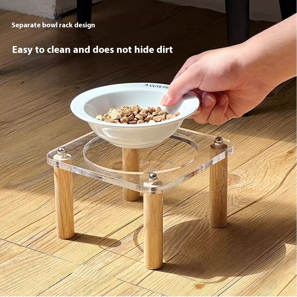 Pet Anti Tumble High Leg Ceramic Double Feeding Bowl Stand
