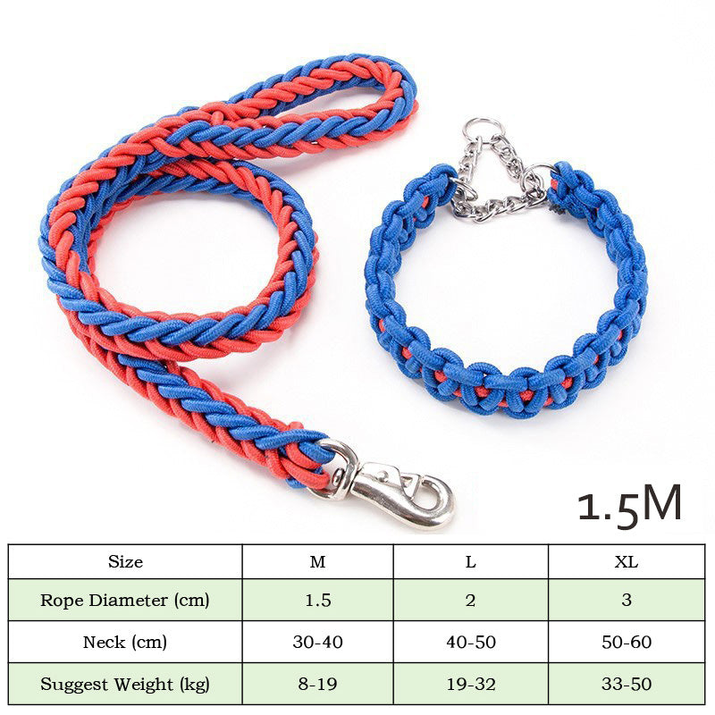Heavy Duty Nylon Braided Pet Training Leash Collar Set