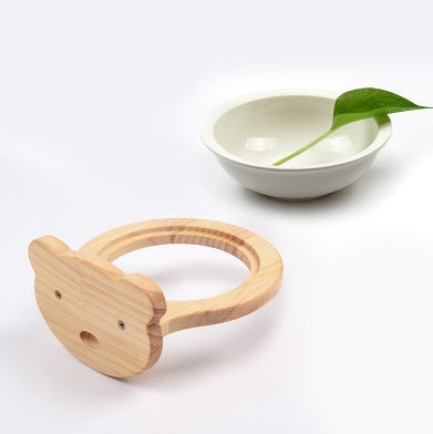 Pet Ceramic Bowl With Solid Wood Stand