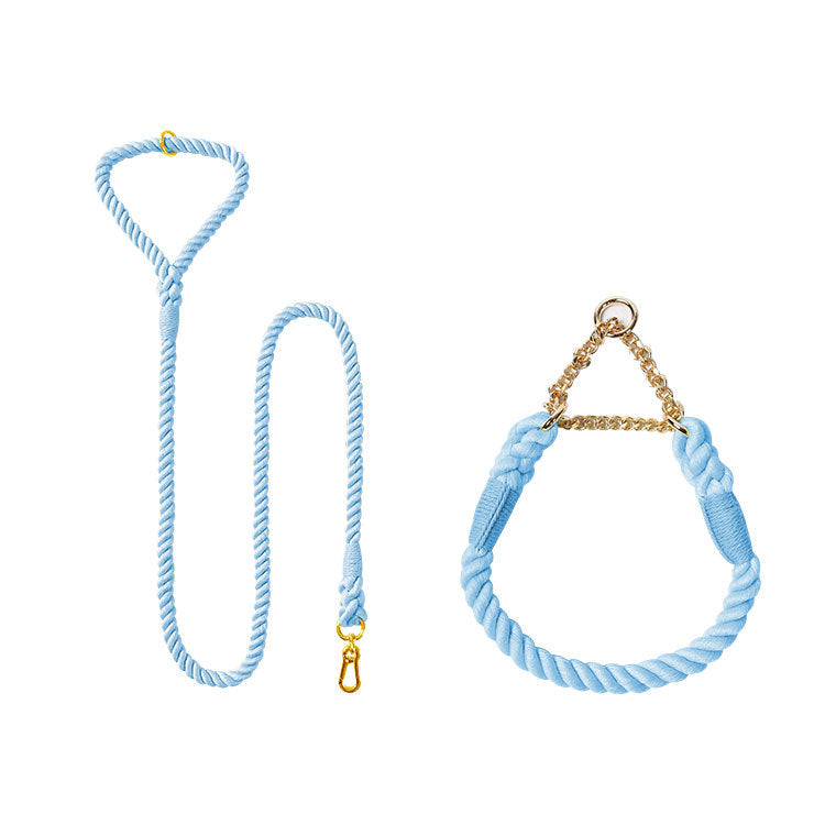 Woven Cotton Pet Leash Collar Set Walking Lead