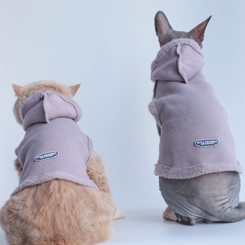 Pet Autumn Winter Fleece Thickened Warm Hooded Sweater