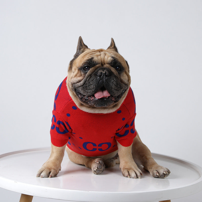 Thick Warm Red Autumn Winter Pet Sweater Apparel