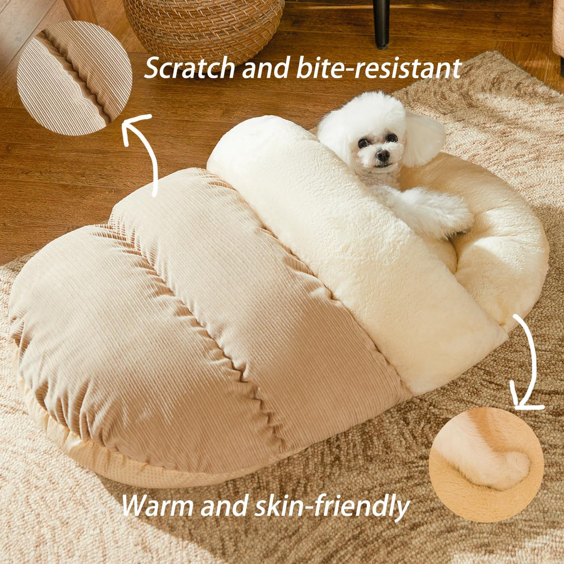 Pet Ultra Soft Plush Slipper Style Cave Bed