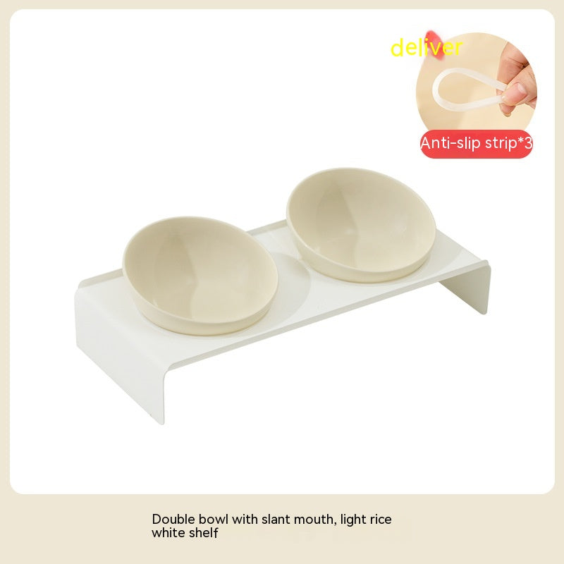 Pet Ceramic Beveled Feeding Bowl Cat Dish