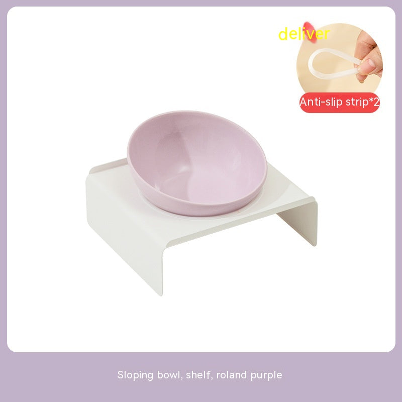 Pet Ceramic Beveled Feeding Bowl Cat Dish