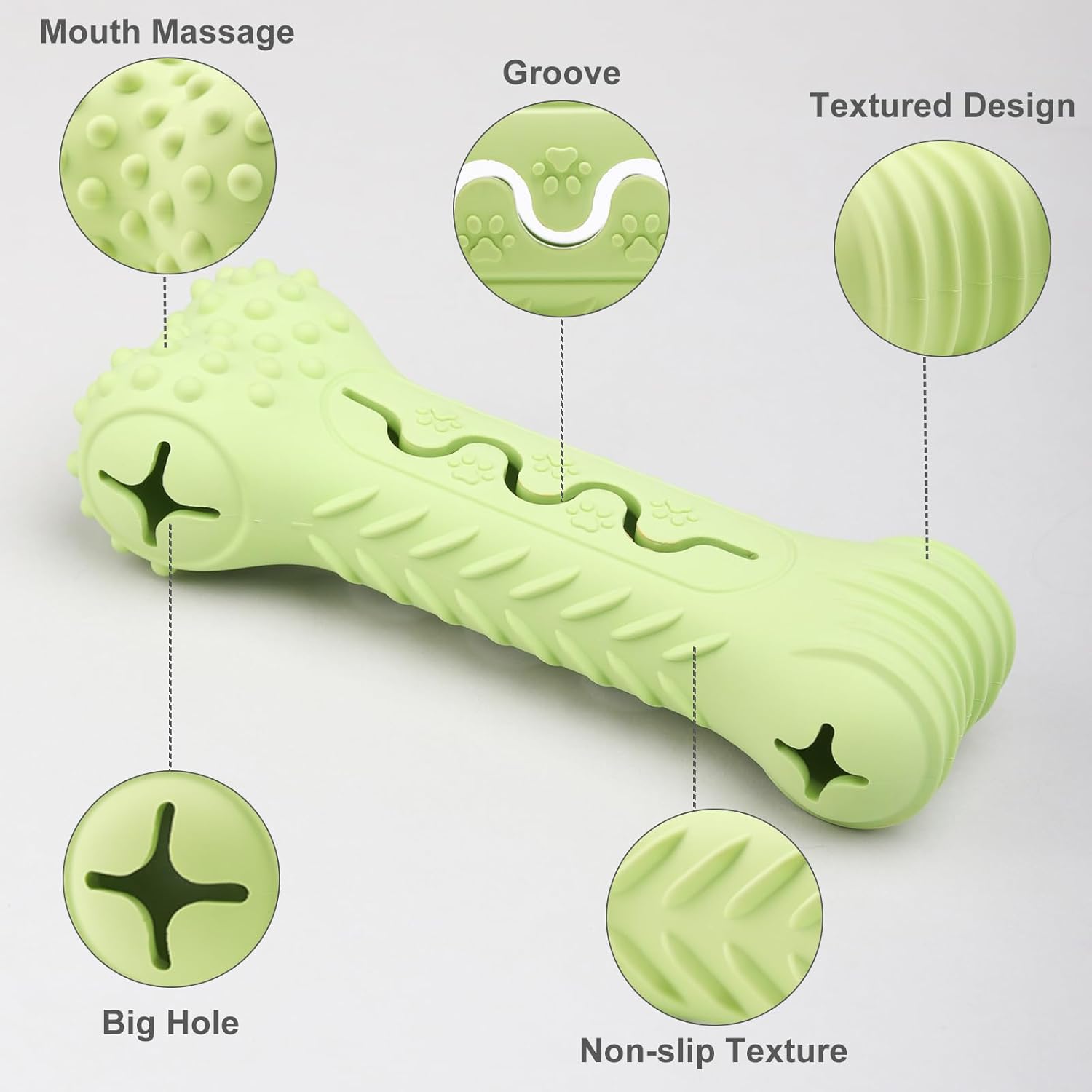 Pet Durable Bone Shape Chew Toy Natural Rubber Dental Cleaning Toy