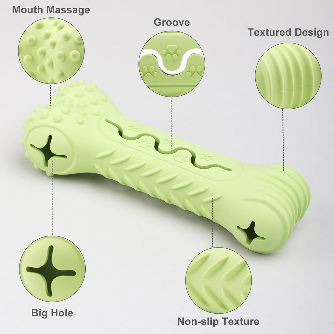 Pet Durable Bone Shape Chew Toy Natural Rubber Dental Cleaning Toy
