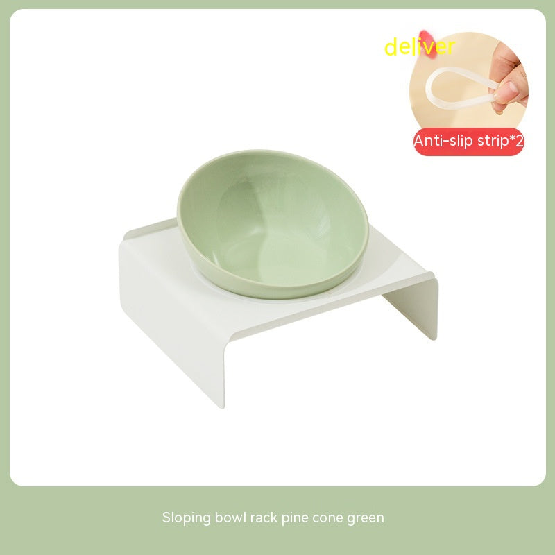 Pet Ceramic Beveled Feeding Bowl Cat Dish