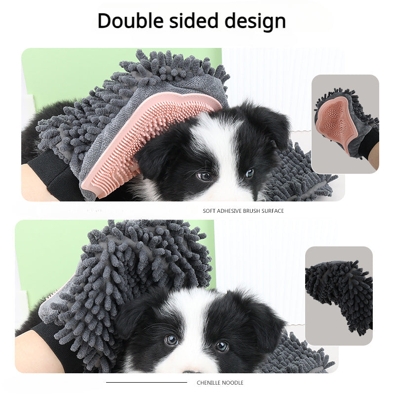 2 In 1 Pet Grooming Bath Glove Cleaning Massage Tool