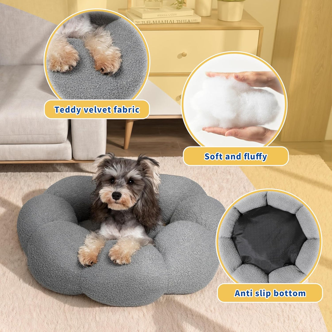 Pet Calming Fluffy Plush Round Donut Bed