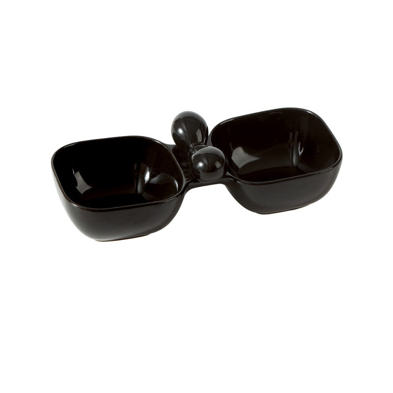 Pet Ceramic Feeding Bowl Dual Bowl Set