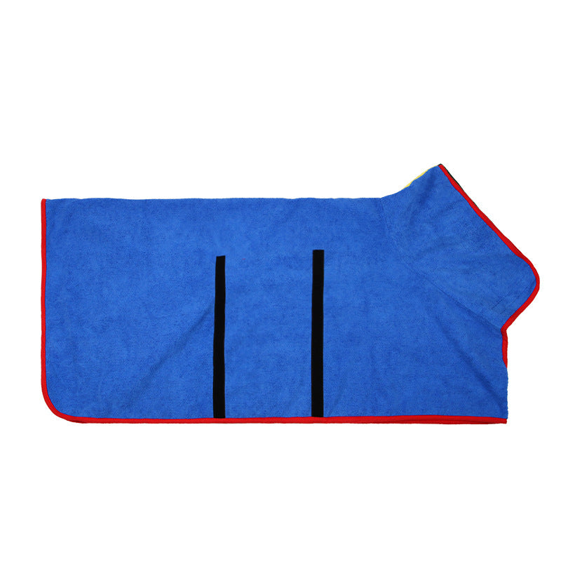 Pet Puppy Bath Robe Neck Waist Tucked Shirt Apparel