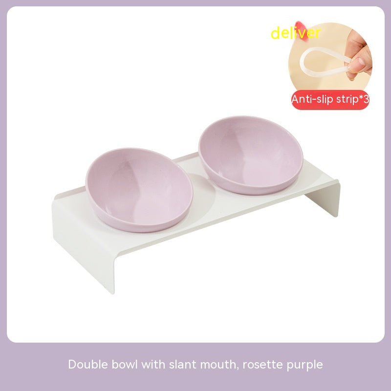Pet Ceramic Beveled Feeding Bowl Cat Dish